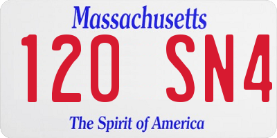 MA license plate 120SN4