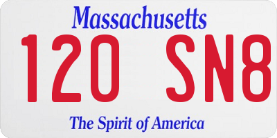 MA license plate 120SN8