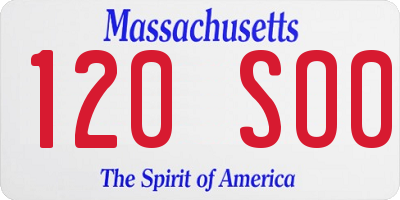 MA license plate 120SO0