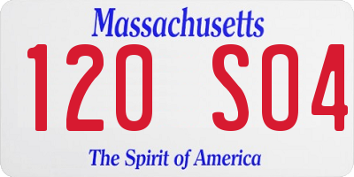 MA license plate 120SO4
