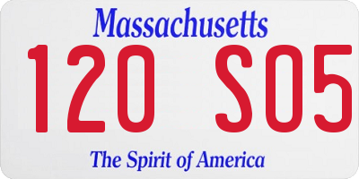 MA license plate 120SO5