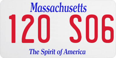MA license plate 120SO6