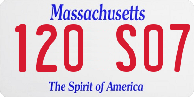 MA license plate 120SO7