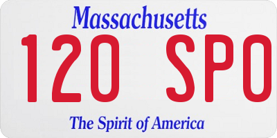 MA license plate 120SP0