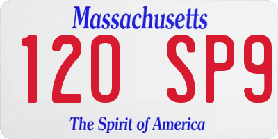 MA license plate 120SP9