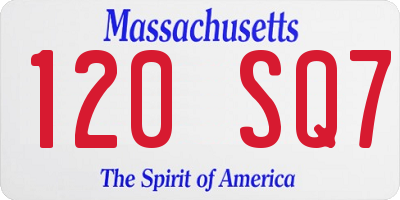 MA license plate 120SQ7