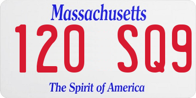 MA license plate 120SQ9