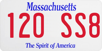 MA license plate 120SS8