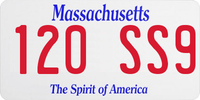 MA license plate 120SS9