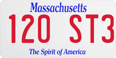 MA license plate 120ST3