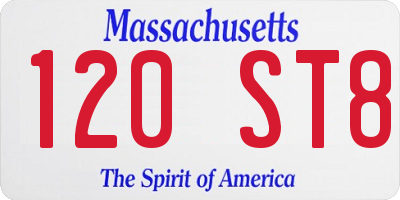 MA license plate 120ST8