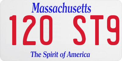 MA license plate 120ST9