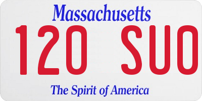 MA license plate 120SU0