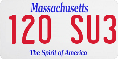 MA license plate 120SU3