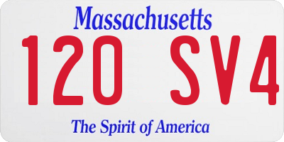 MA license plate 120SV4