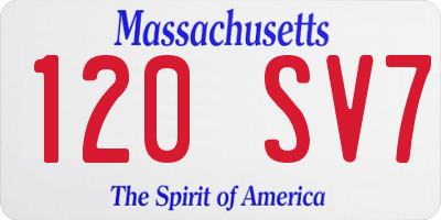 MA license plate 120SV7