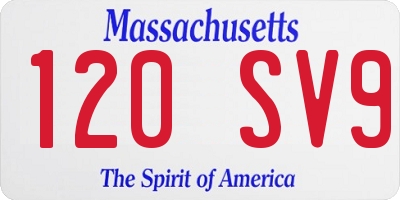 MA license plate 120SV9