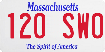 MA license plate 120SW0