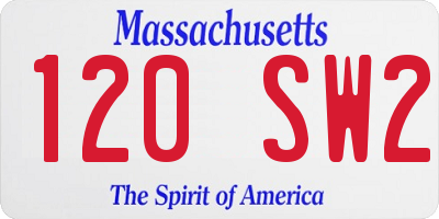 MA license plate 120SW2