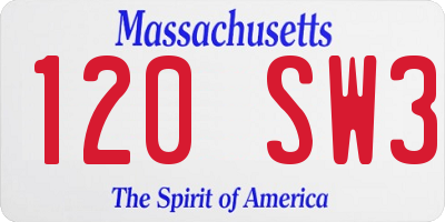 MA license plate 120SW3