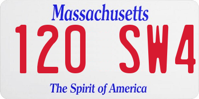 MA license plate 120SW4