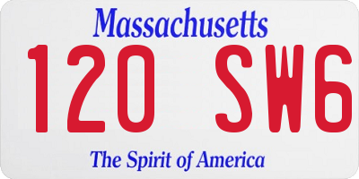 MA license plate 120SW6