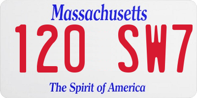 MA license plate 120SW7