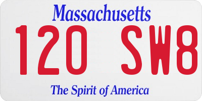 MA license plate 120SW8