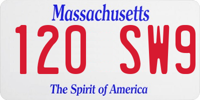 MA license plate 120SW9