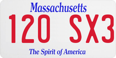 MA license plate 120SX3