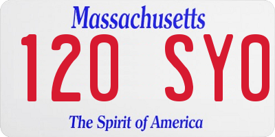 MA license plate 120SY0