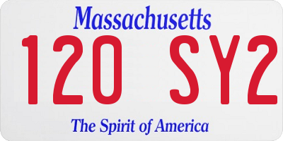 MA license plate 120SY2