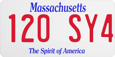 MA license plate 120SY4