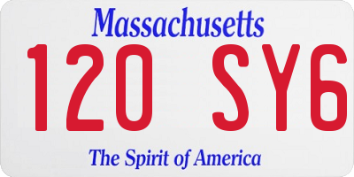 MA license plate 120SY6