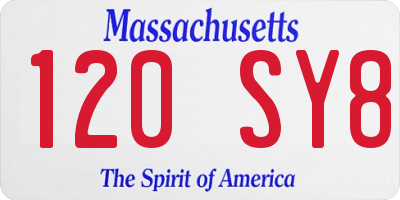 MA license plate 120SY8