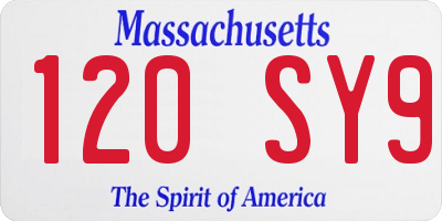 MA license plate 120SY9