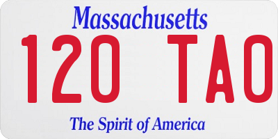 MA license plate 120TA0