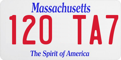 MA license plate 120TA7