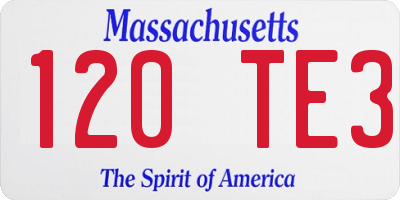 MA license plate 120TE3