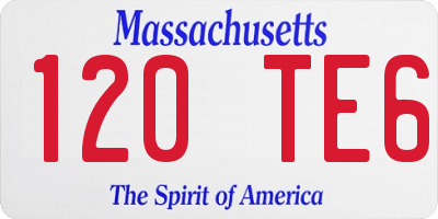 MA license plate 120TE6