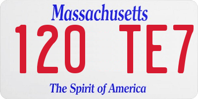 MA license plate 120TE7