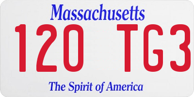 MA license plate 120TG3