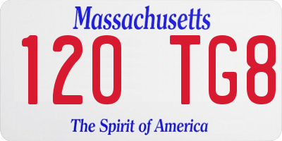 MA license plate 120TG8