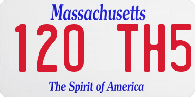 MA license plate 120TH5