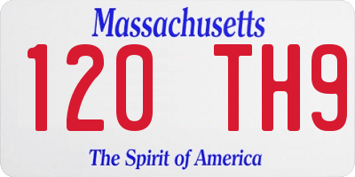 MA license plate 120TH9