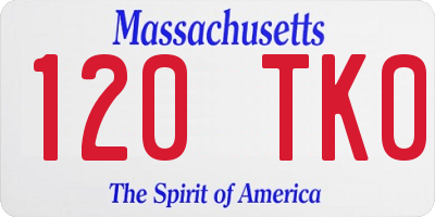 MA license plate 120TK0