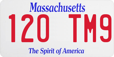 MA license plate 120TM9