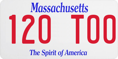 MA license plate 120TO0
