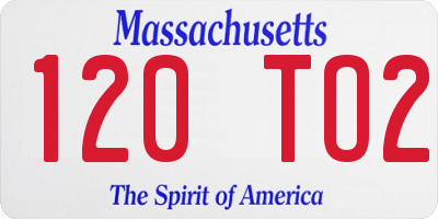 MA license plate 120TO2