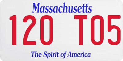 MA license plate 120TO5